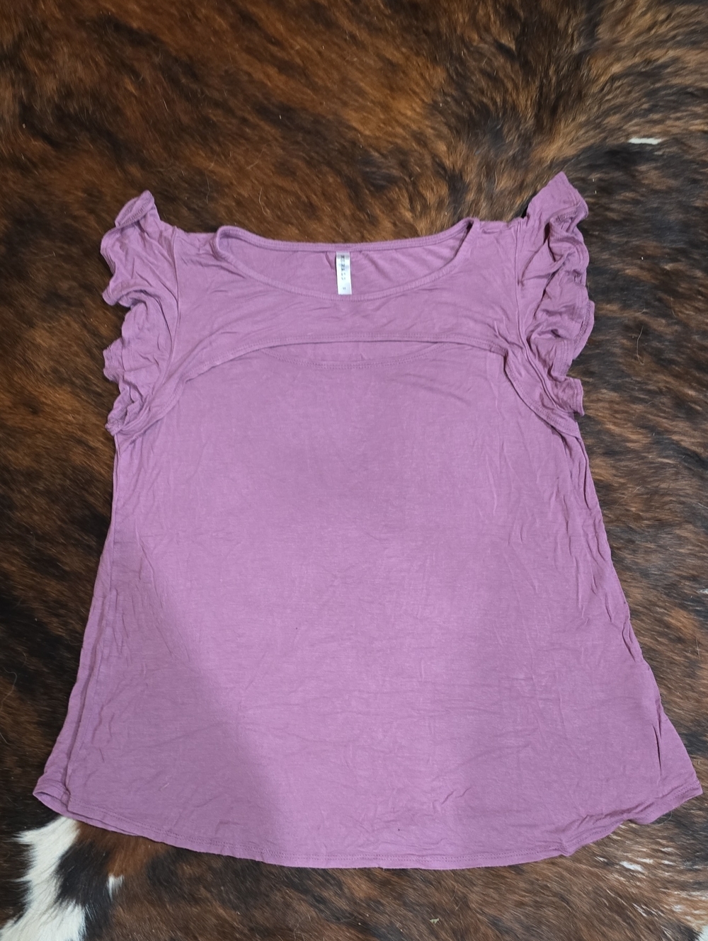 Women’s Ruffle Sleeve Scoop Neck Top - Mauve Flowy